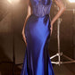 Ladivine CD820 Long Sexy Sheer Boned Bodice Draped Sides Evening Gown
