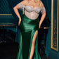 Ladivine CD821 Long Embellished Bodice Off the Shoulder Satin Gown