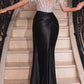 Ladivine CD821 Long Embellished Bodice Off the Shoulder Satin Gown