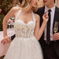 Ladivine CD827W Long Convertible Tulle Strap A-Line Wedding Ball Gown