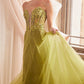 Ladivine CD830 Long Strapless Ball Gown with Removable Sleeves