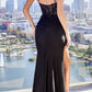 Ladivine CD831 Long Fitted Lace and Satin Formal Gown