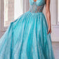 Ladivine CD832 Long Sheer Boned Bodice Glitter Flock Ball Gown