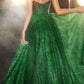 Ladivine CD832 Long Sheer Boned Bodice Glitter Flock Ball Gown