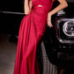 Ladivine CD836 Long Off Shoulder Side Slit Fitted Side Sash Gown