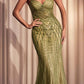 Ladivine CD846 Long Bead Embellished Fit and Flare Gown