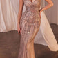 Ladivine CD846 Long Bead Embellished Fit and Flare Gown