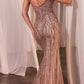 Ladivine CD846 Long Bead Embellished Fit and Flare Gown