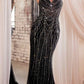 Ladivine CD846 Long Bead Embellished Fit and Flare Gown