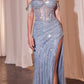 Ladivine CD848 Long Fitted Embellished Off the Shoulder Evening Gown