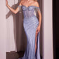 Ladivine CD848 Long Fitted Embellished Off the Shoulder Evening Gown