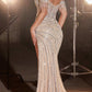 Ladivine CD848 Long Fitted Embellished Off the Shoulder Evening Gown
