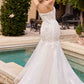 Ladivine CD858W Long Strapless Mermaid Dress Removable Sleeves