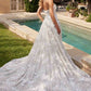 Ladivine CD860W Long Chapel Train Strapless A-Line Bridal Gown Removable Shawl
