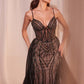 Ladivine CD863 Floor Length Fitted Beaded Tulle Fabric Red Carpet Gown