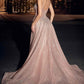 Ladivine CD863 Floor Length Fitted Beaded Tulle Fabric Red Carpet Gown