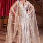 Ladivine CD865 Embellished Long Cape Sleeve Formal Gown