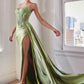 CLEARANCE - Ladivine CD868 Long Glamorous Lace Detailed Silver Gown Side Sash (Size 2)