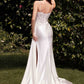 Ladivine CD868W Long Fitted Satin & Lace Bridal Dress