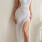 Ladivine CD884 Long One Shoulder Sequin Gown with Slit