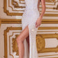 Ladivine CD884 Long One Shoulder Sequin Gown with Slit