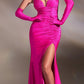 Ladivine CD889 Long Strapless Glitter Stretch Gown with Gloves