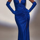 Ladivine CD889 Long Strapless Glitter Stretch Gown with Gloves