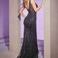 Ladivine CD935 Fitted Mermaid Gown Geometric Beaded Embellishment