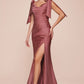 Ladivine CD943 Fitted Stretch Jersey Long Formal Dress Off Shoulder