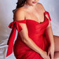 Cinderella Divine CD943C Long Fitted Stretch Jersey Formal Dress Off Shoulder