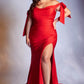 Cinderella Divine CD943C Long Fitted Stretch Jersey Formal Dress Off Shoulder