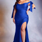 Cinderella Divine CD943C Long Fitted Stretch Jersey Formal Dress Off Shoulder