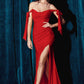 Ladivine CD943 Fitted Stretch Jersey Long Formal Dress Off Shoulder