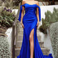 Ladivine CD943 Fitted Stretch Jersey Long Formal Dress Off Shoulder