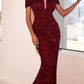 Cinderella Divine CD975 Long Off The Shoulder Sequin Mermaid Gown