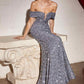 Cinderella Divine CD975 Long Off The Shoulder Sequin Mermaid Gown