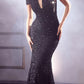 Cinderella Divine CD975 Long Off The Shoulder Sequin Mermaid Gown
