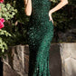 Cinderella Divine CD980 Long Off the One Shoulder Sequins Gown