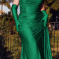 Cinderella Divine CD988 Shimmering Fitted Off the Shoulder Gown with Matching Gloves