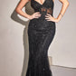 Cinderella Divine CD992 Floor Length Embellished Fitted Mermaid Gown
