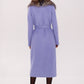 Genuine Silver Fox Virgin Wool Wrap Coat in Lavender