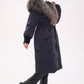 Rei Genuine Fur Trim Hooded Down Coat in Navy