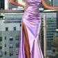 Cinderella Divine CDS411 Long Fitted Satin Asymmetrical Gown