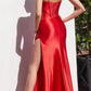 Ladivine CDS426 Long Fitted Satin Corset Gown with Slit