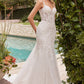 Ladivine CDS432W Mermaid Light Tulle Overlay Over Chantilly Lace Wedding Gown