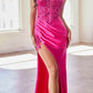 Cinderella Divine CDS439 Ultra Sleek Glitter Satin Boned Bodice Long Formal Gown