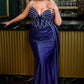 Cinderella Divine CDS440 Floor Length Stretch Satin Sheer Bodice Sexy Gown