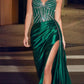 Cinderella Divine CDS440 Floor Length Stretch Satin Sheer Bodice Sexy Gown