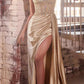 Cinderella Divine CDS440 Floor Length Stretch Satin Sheer Bodice Sexy Gown