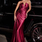 Cinderella Divine CDS441 Long Satin V-Neck Sexy Side Slit Gown Side Sash